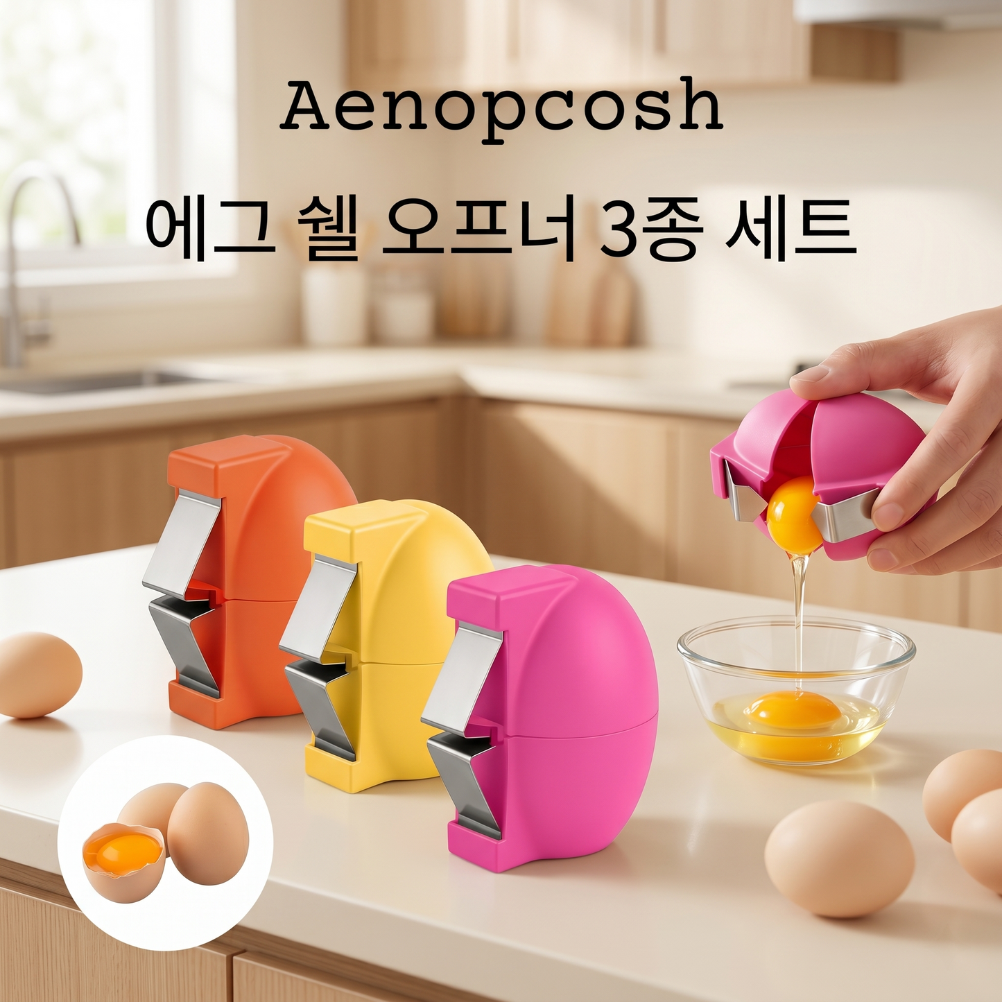 Aenopcosh® 에그 쉘 오프너 3종 세트